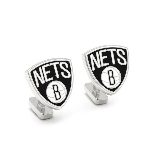Men’s Cufflinks- Palladium Edition Brooklyn Nets with Enamel Accents (Officially Licensed) - Image 2