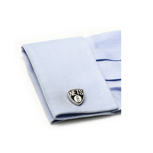 Men’s Cufflinks- Palladium Edition Brooklyn Nets with Enamel Accents (Officially Licensed) - Image 3