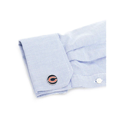Men’s Cufflinks- Palladium Edition Chicago Bears with Enamel Accents (Officially Licensed) - Image 2