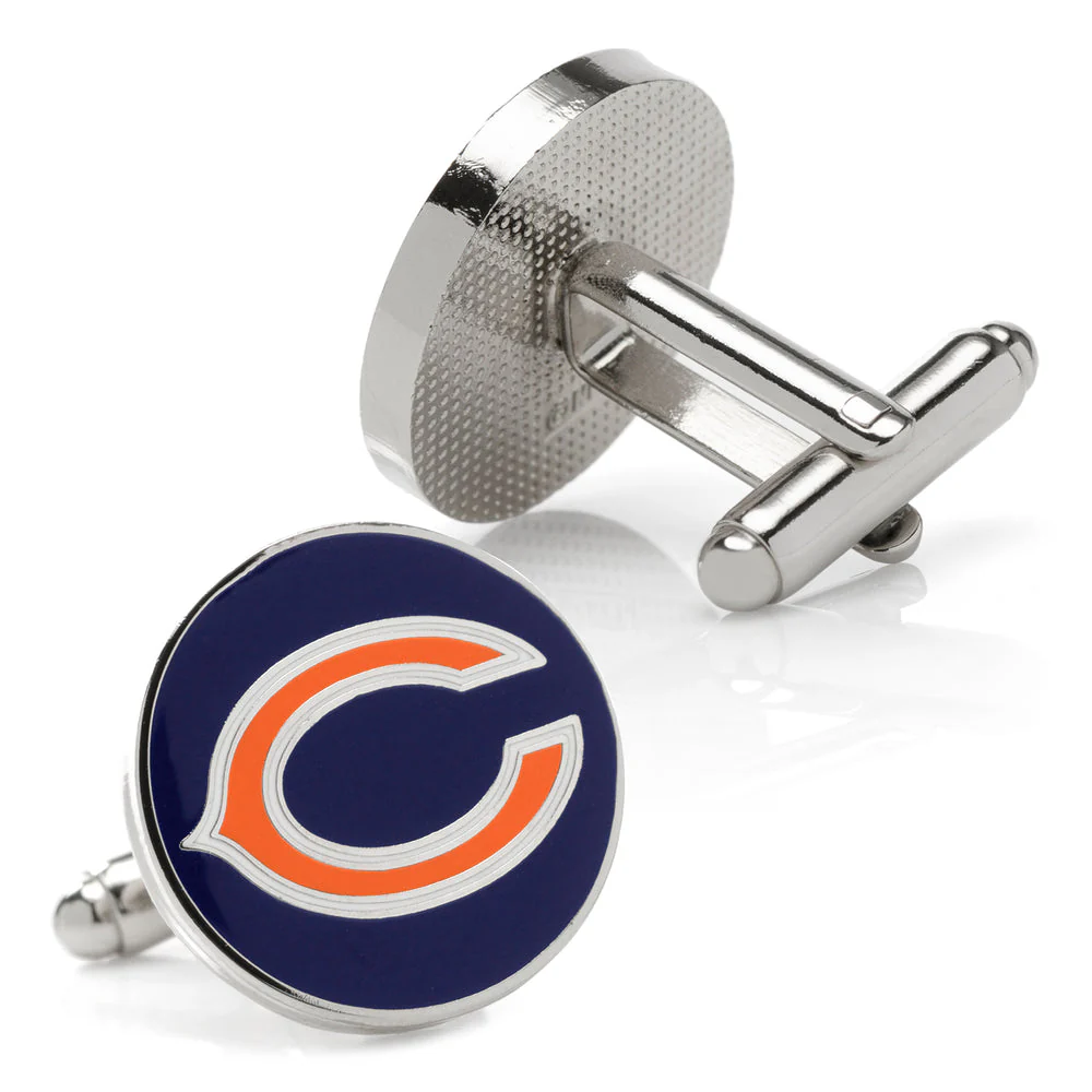 Men’s Cufflinks- Palladium Edition Chicago Bears with Enamel Accents (Officially Licensed) - Image 3