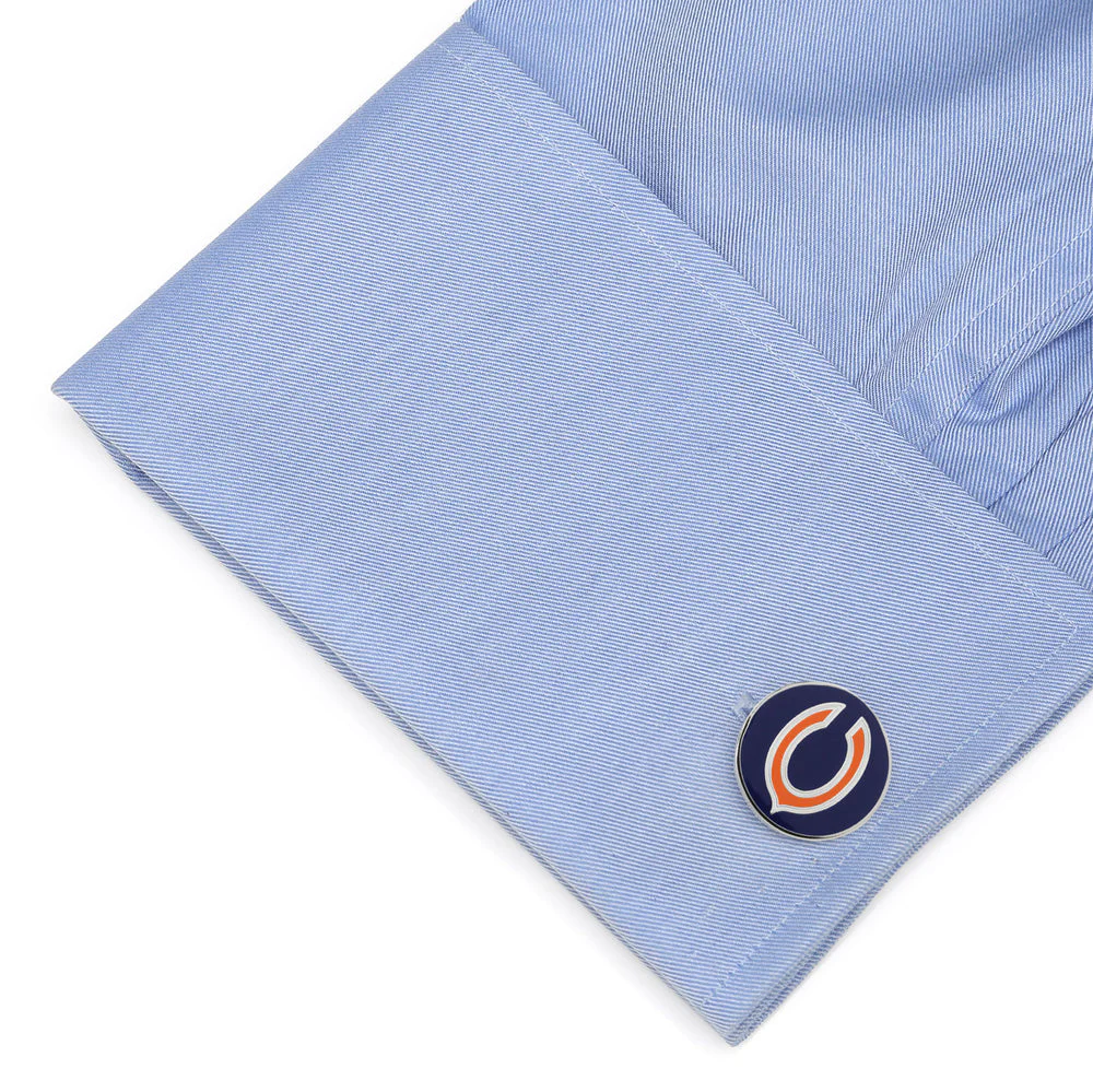 Men’s Cufflinks- Palladium Edition Chicago Bears with Enamel Accents (Officially Licensed) - Image 4