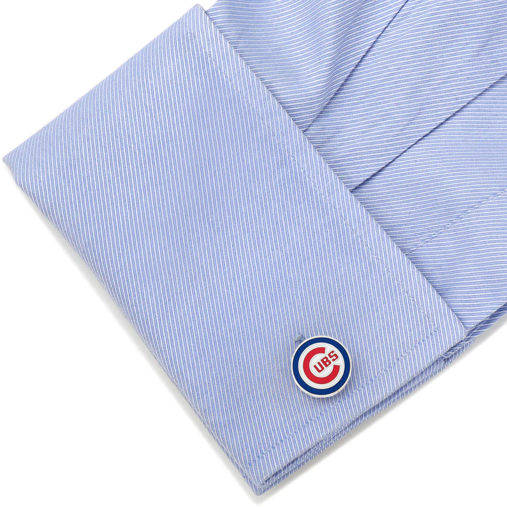 Men’s Cufflinks- Silver Edition Chicago Cubs with Enamel Accents (Officially Licensed) - Image 5