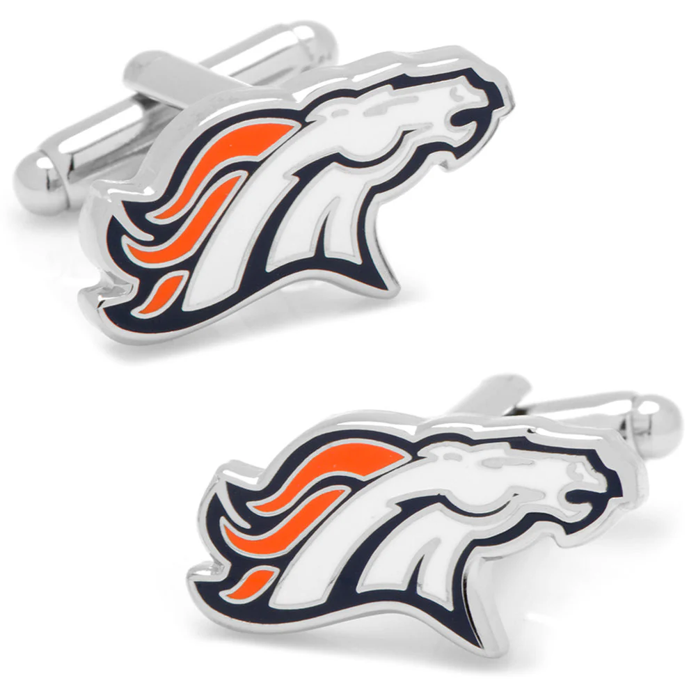 Men’s Cufflinks- Silver Edition Denver Broncos with Enamel Accents (Officially Licensed) - Image 3