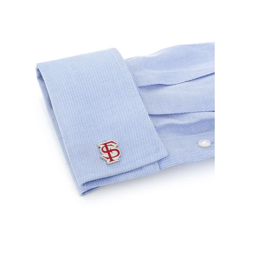 Men’s Cufflinks- Silver Edition Florida State University Seminoles with Enamel Accents (Officially Licensed)