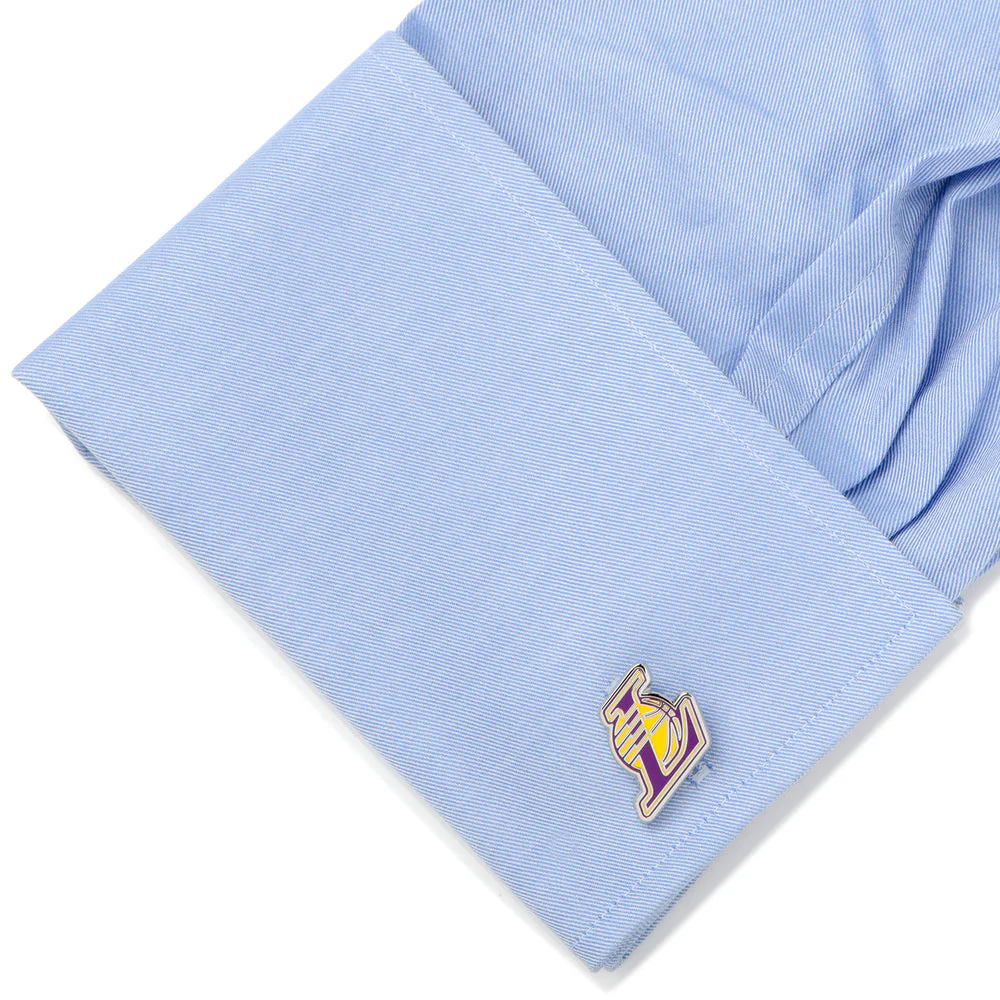 Men’s Cufflinks- Silver Edition LA Lakers with Enamel Accents (Officially Licensed) - Image 3