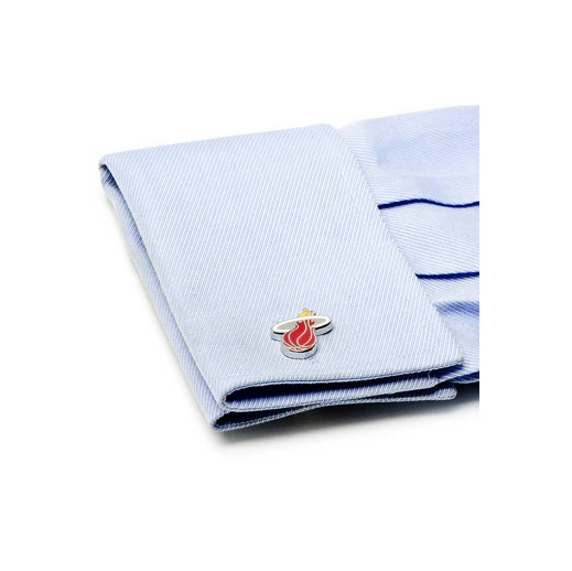 Men’s Cufflinks- Palladium Edition Miami Heat with Enamel Accents (Officially Licensed) - Image 4