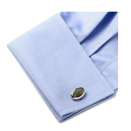 Men’s Cufflinks- Palladium Plated and Black Mother of Pearl Ovals - Image 4