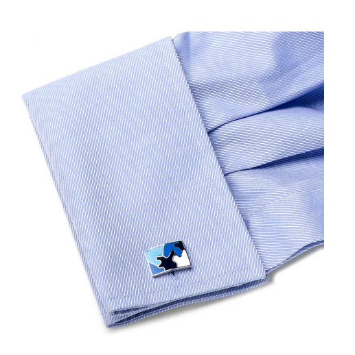 Men’s Cufflinks- Palladium Plated Sky Blue Camo - Image 4