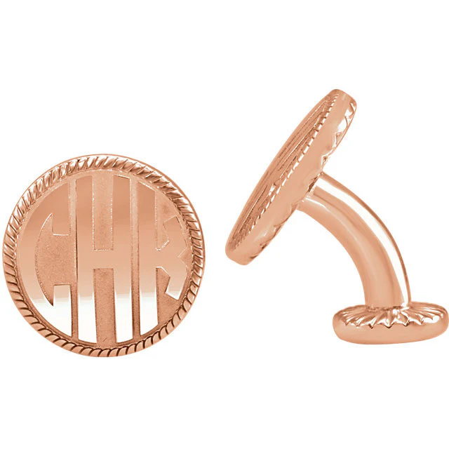 Men’s Cufflinks- Personalizable Initials 3-Letter Bubble Monogram (16.5x16.5mm) - Image 3