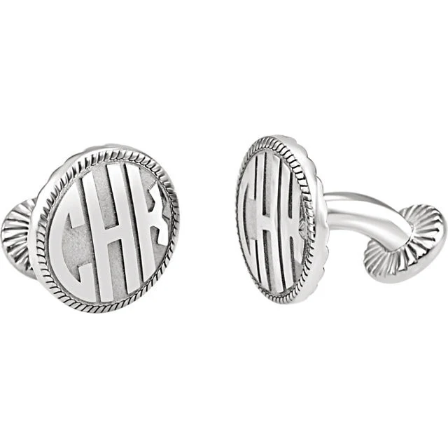 Men’s Cufflinks- Personalizable Initials 3-Letter Bubble Monogram (16.5x16.5mm) - Image 4