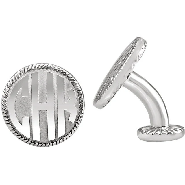 Men’s Cufflinks- Personalizable Initials 3-Letter Bubble Monogram (16.5x16.5mm) - Image 5