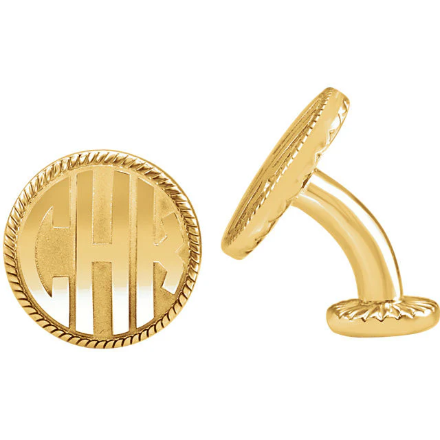 Men’s Cufflinks- Personalizable Initials 3-Letter Bubble Monogram (16.5x16.5mm) - Image 6