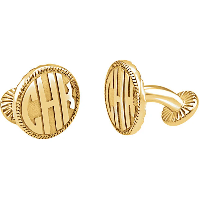 Men’s Cufflinks- Personalizable Initials 3-Letter Bubble Monogram (16.5x16.5mm) - Image 7