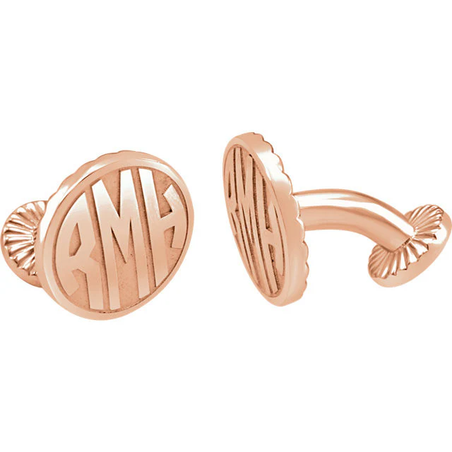 Men’s Cufflinks- Personalizable Initials 3-Letter Fancy Block Monogram (16.5x16.5mm) - Image 5