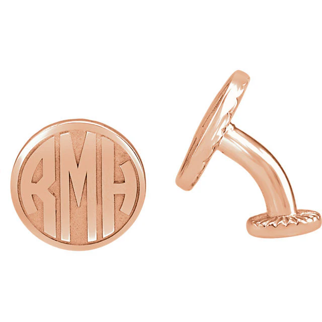 Men’s Cufflinks- Personalizable Initials 3-Letter Fancy Block Monogram (16.5x16.5mm) - Image 6