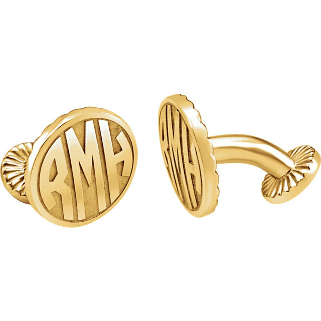 Men’s Cufflinks- Personalizable Initials 3-Letter Fancy Block Monogram (16.5x16.5mm) - Image 7