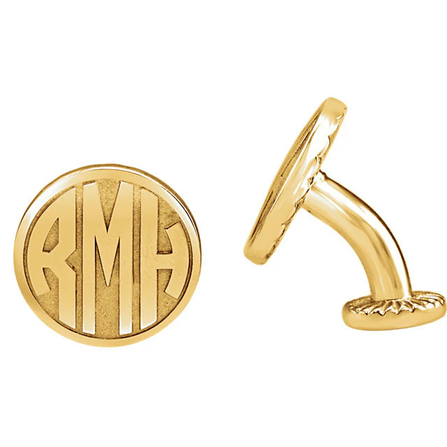 Men’s Cufflinks- Personalizable Initials 3-Letter Fancy Block Monogram (16.5x16.5mm) - Image 8