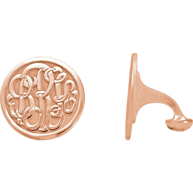Men’s Cufflinks- Personalizable Initials 3-Letter Fancy Cursive Monogram (15x15mm) - Image 4