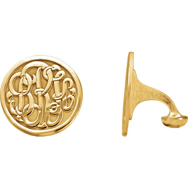Men’s Cufflinks- Personalizable Initials 3-Letter Fancy Cursive Monogram (15x15mm) - Image 6