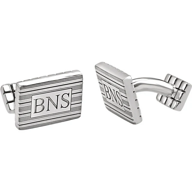 Men’s Cufflinks- Personalizable Initials 3-Letter Monogram (13x18mm) - Image 3