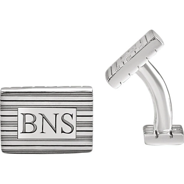 Men’s Cufflinks- Personalizable Initials 3-Letter Monogram (13x18mm) - Image 4
