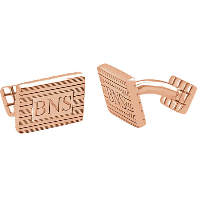 Men’s Cufflinks- Personalizable Initials 3-Letter Monogram (13x18mm) - Image 7