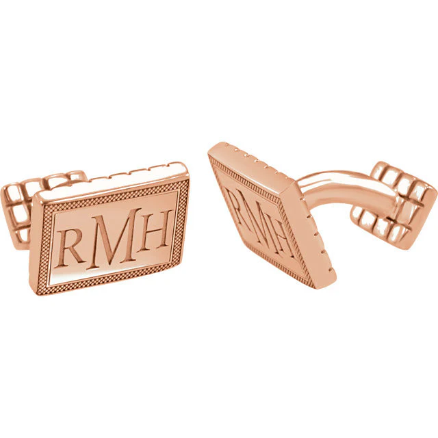 Men’s Cufflinks- Personalizable Initials 3-Letter Serif Monogram (13x18 mm) - Image 5