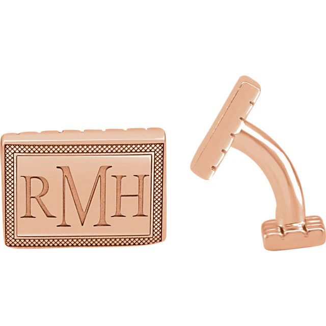 Men’s Cufflinks- Personalizable Initials 3-Letter Serif Monogram (13x18 mm) - Image 6
