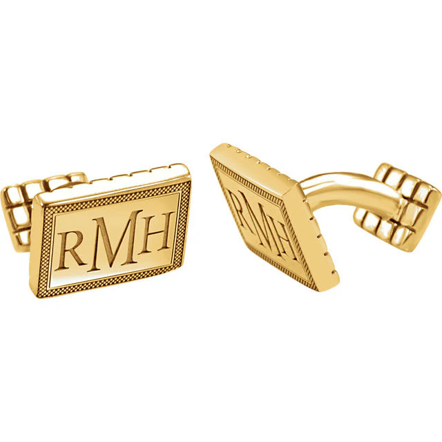 Men’s Cufflinks- Personalizable Initials 3-Letter Serif Monogram (13x18 mm) - Image 7