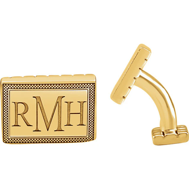 Men’s Cufflinks- Personalizable Initials 3-Letter Serif Monogram (13x18 mm) - Image 8