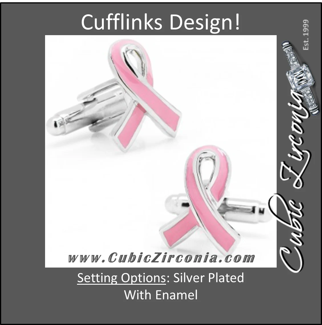 Men’s Cufflinks- Pink Ribbon Breast Cancer Awareness (100% Proceeds Donated)