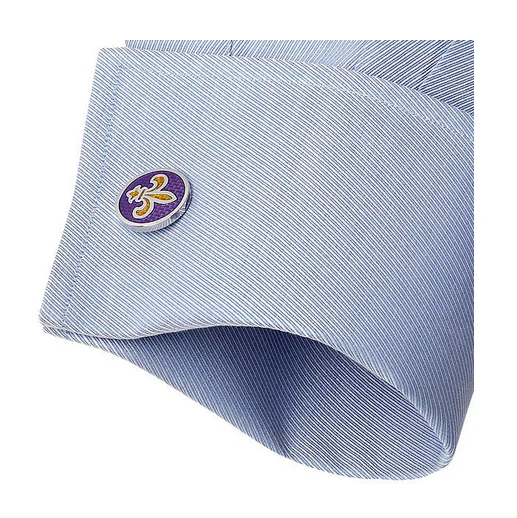 Men’s Cufflinks- Purple Ovals with Yellow Fleur-de-Lis - Image 3