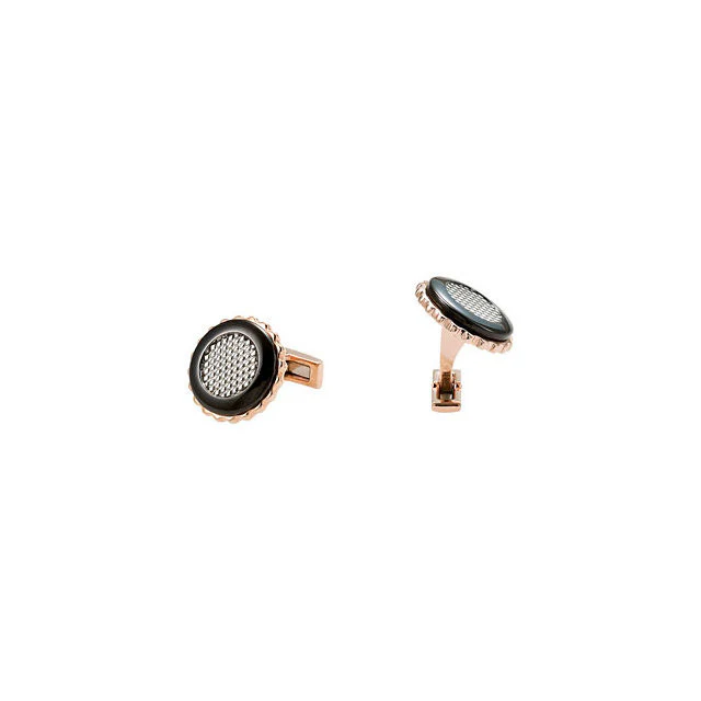 Men’s Cufflinks- Rose Gold Immersed Plated Round with Stainless Steel - Image 2
