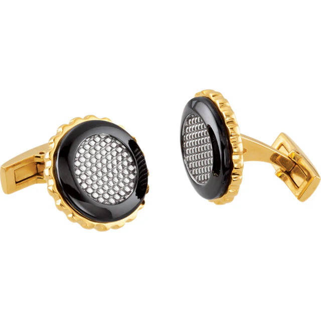Men’s Cufflinks- Rose Gold Immersed Plated Round with Stainless Steel - Image 3