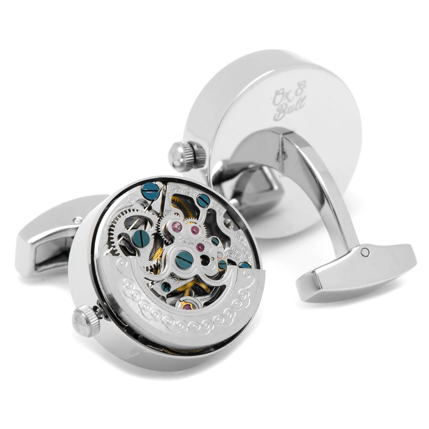 Men’s Cufflinks- Rose Gold Plated Kinetic Watch Movement Design - Image 5