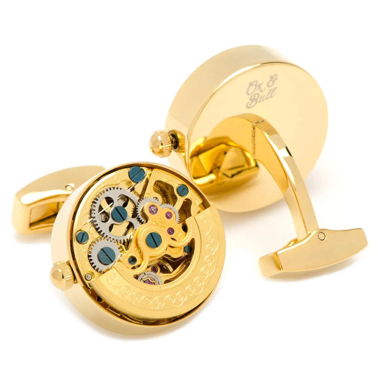 Men’s Cufflinks- Rose Gold Plated Kinetic Watch Movement Design - Image 6