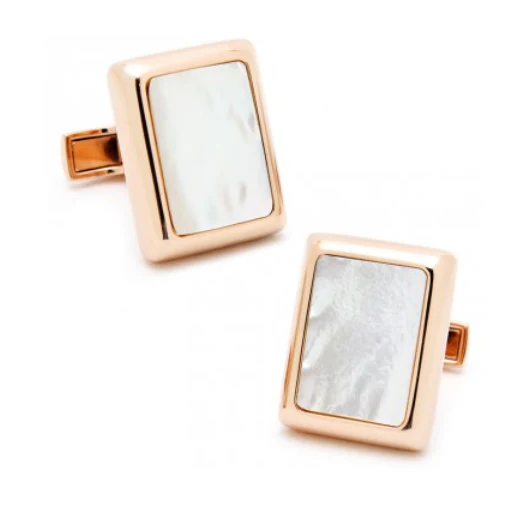 Men’s Cufflinks- Rose Gold Plated with Mother of Pearl (JFK Presidential) - Image 3