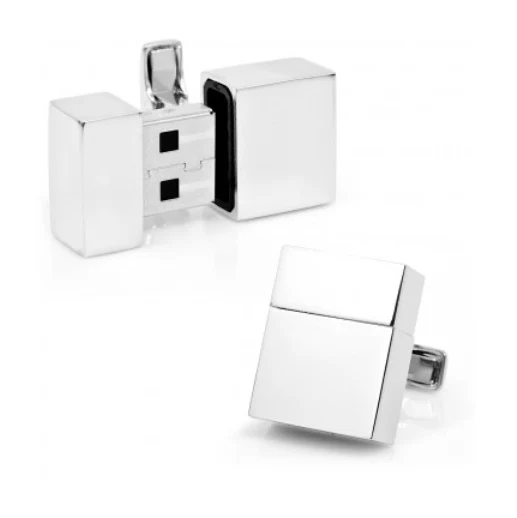 Men’s Cufflinks- Silver Plated 4GB USB Flash Drive - Image 3