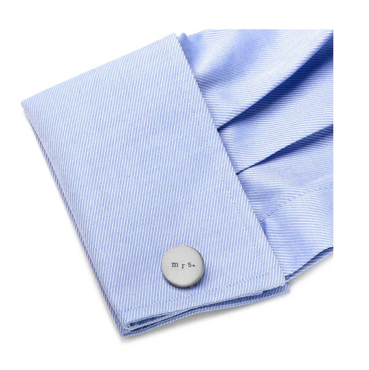 Men’s Cufflinks- Silver Plated Antique Style Wedding Series with "Mr." and "Mrs." Etchings - Image 4