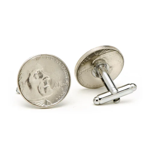 Men’s Cufflinks- Silver Plated Authentic U.S. Buffalo Nickel Coin Jewelry - Image 3