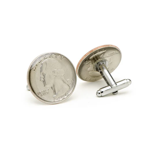 Men’s Cufflinks- Silver Plated Authentic U.S. Quarter Coin Jewelry - Image 3