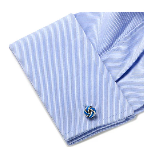 Men’s Cufflinks- Silver Plated Blue Enamel Knots - Image 3
