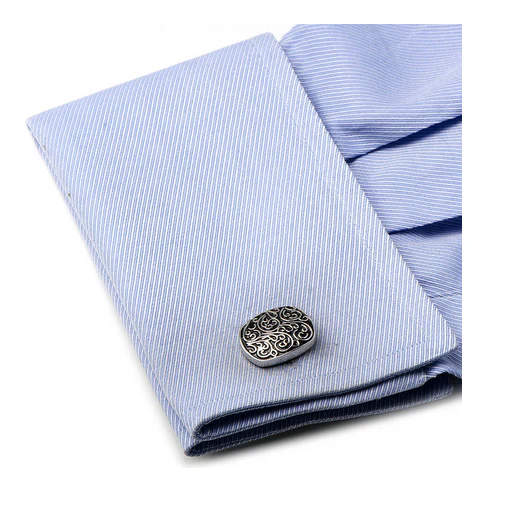Men’s Cufflinks- Silver Plated Clouds-Design Filigree - Image 3