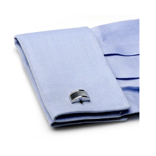 Men’s Cufflinks- Silver Plated Curved Bridge Style with Grey Catseye - Image 4