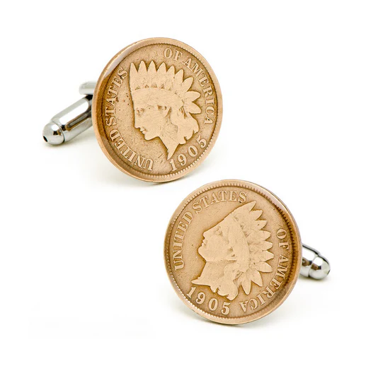 Men’s Cufflinks- Silver Plated Indian Head Penny Coin Jewelry - Image 2