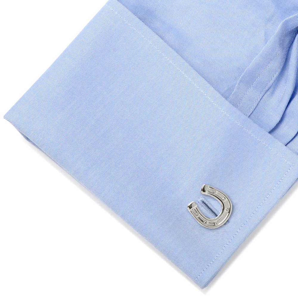 Men’s Cufflinks- Silver Plated Lucky Horseshoes - Image 2