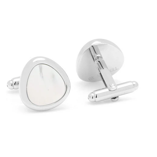 Men’s Cufflinks- Silver Plated Organic Teardrop (Mother of Pearl) - Image 2