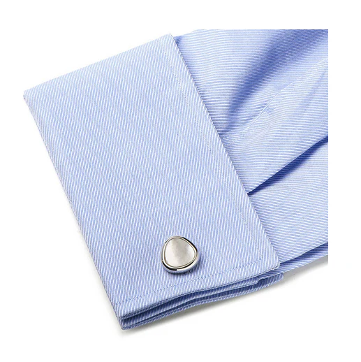 Men’s Cufflinks- Silver Plated Organic Teardrop (Mother of Pearl) - Image 3