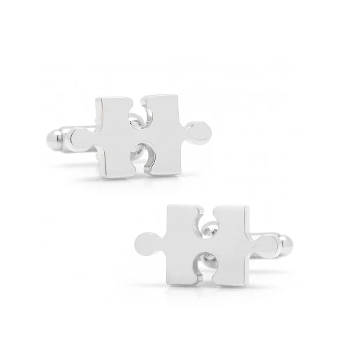 Men’s Cufflinks- Silver Plated Puzzle Pieces - Image 2