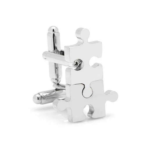 Men’s Cufflinks- Silver Plated Puzzle Pieces - Image 4